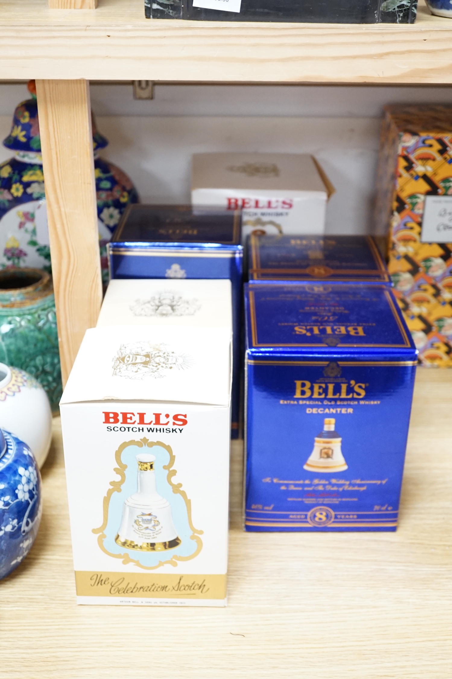 Nine boxed bottles of Bell's whisky (3 empty)